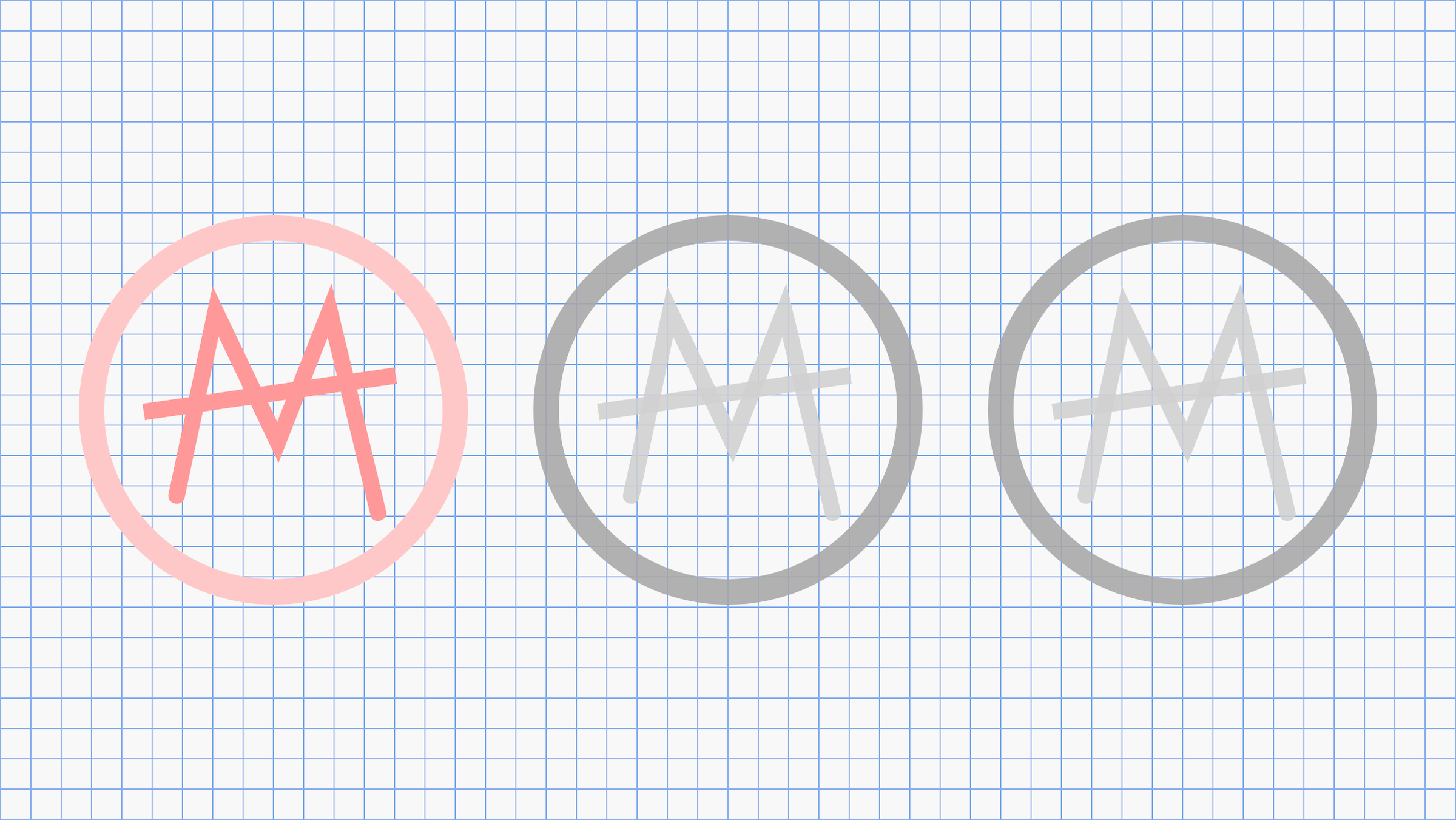 Prototypes for Aaron's logo, which looks like the letter M with a horizontal line through it.